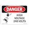 Signmission Safety Sign, OSHA Danger, 3.5" Height, 5" Width, High Voltage 240 Volts, Landscape OS-DS-D-35-L-2198 - alternate 1